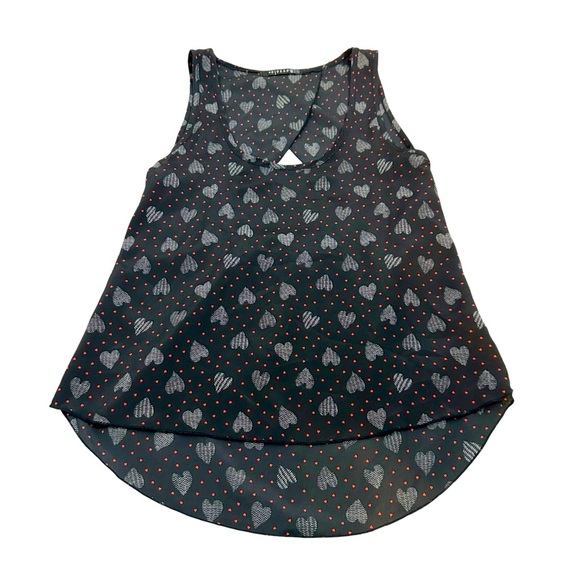 Bozzolo Sleeveless Heart Print High Low Open Back Red Black & White Top Size S - Picture 3 of 12
